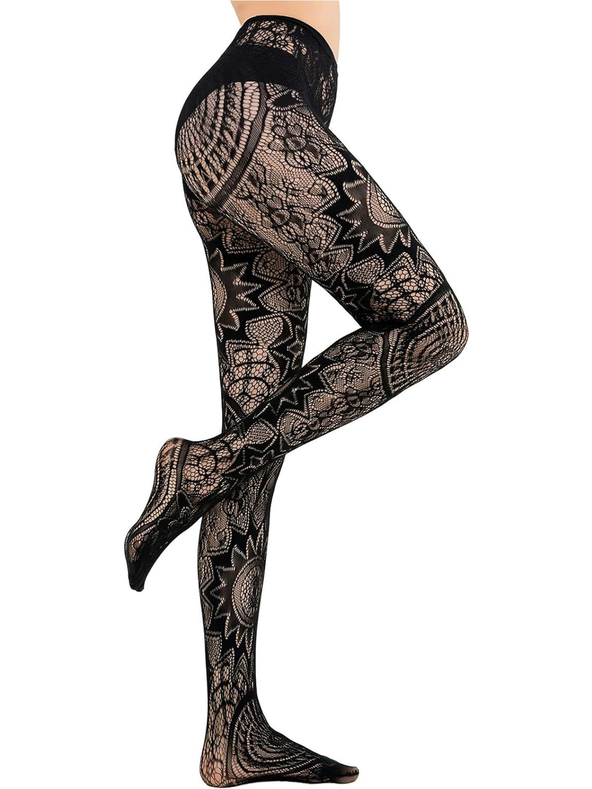 Fishnet Stockings Jacquard Lace Pantyhose
