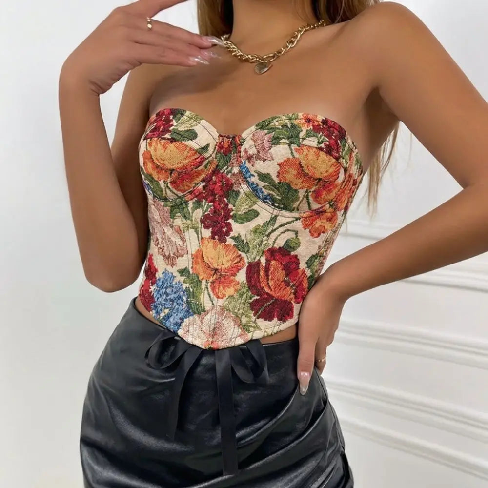 Meadow Weaver's Boned Floral Underwired Corset