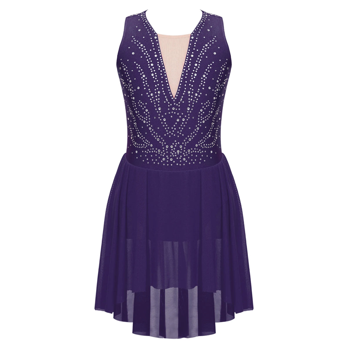 Girls Rhinestone Modern Contemporary Dance Ballet Dress Leotard Costume
