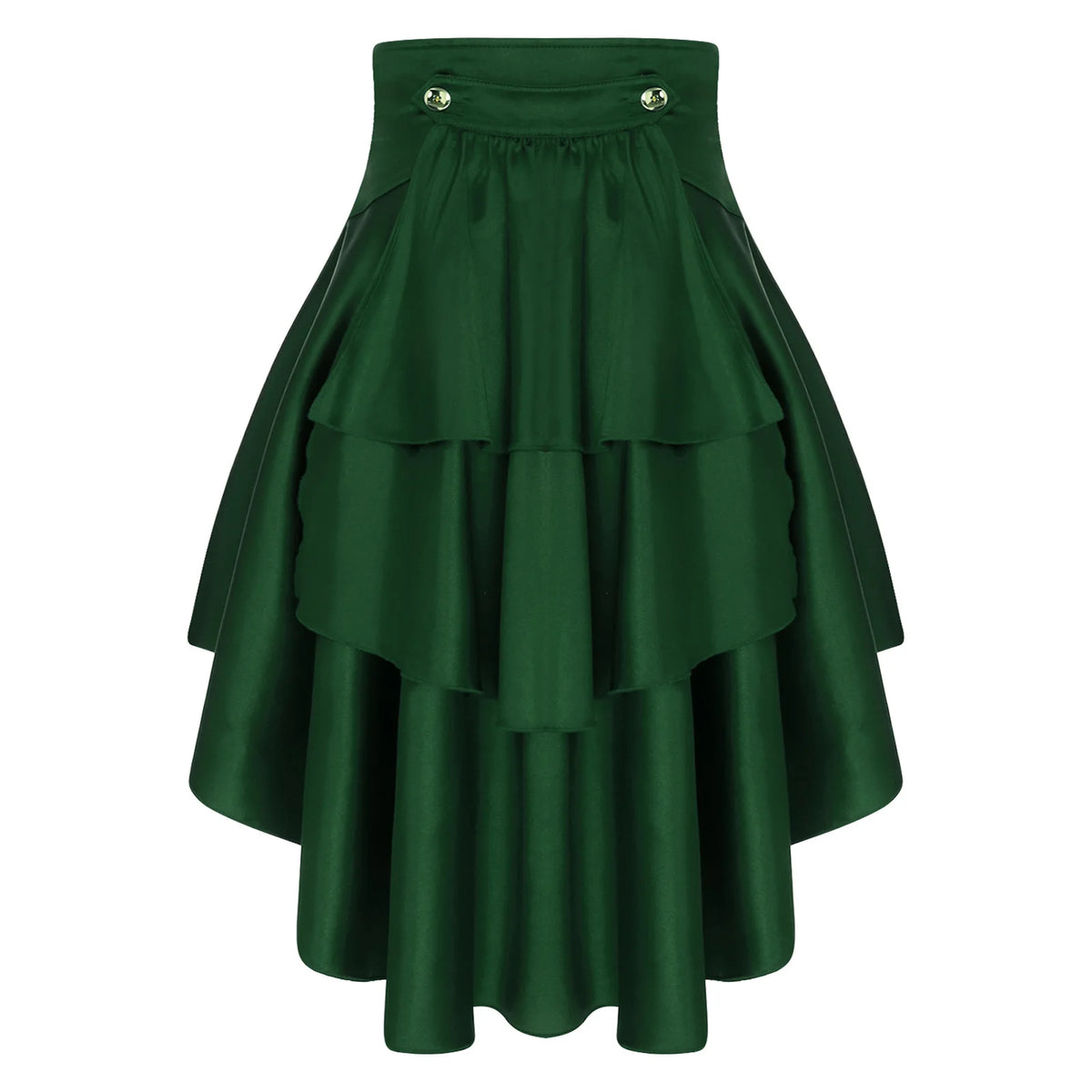 Gothic Steampunk Satiny Pirate Skirt Front Lace-up Tiered Irregular Hem Skirt Waist Belt Medieval Costume
