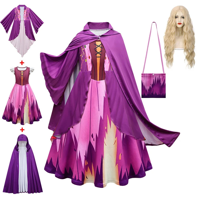 Hocus Pocus 2 Costume Girls Sanderson Sisters Children Sarah Witch Dress