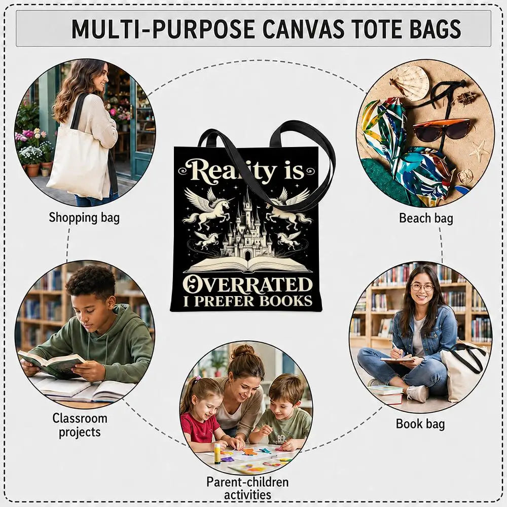 Fantasy Readers Society Canvas Totes B-Bag Storage Bags Large Capacity Shopping Bag