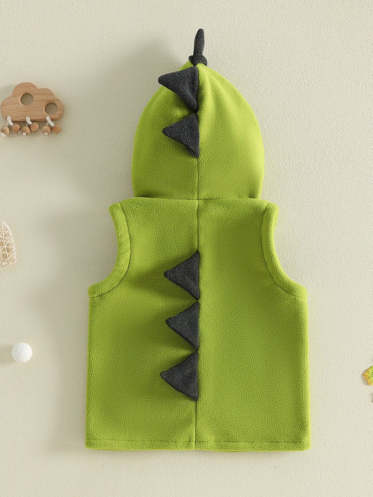 Dinosaur Fleece Vest Toddler Boy Hooded Cute Embroidery Full-Zip Sleeveless Jacket Coats Outerwear
