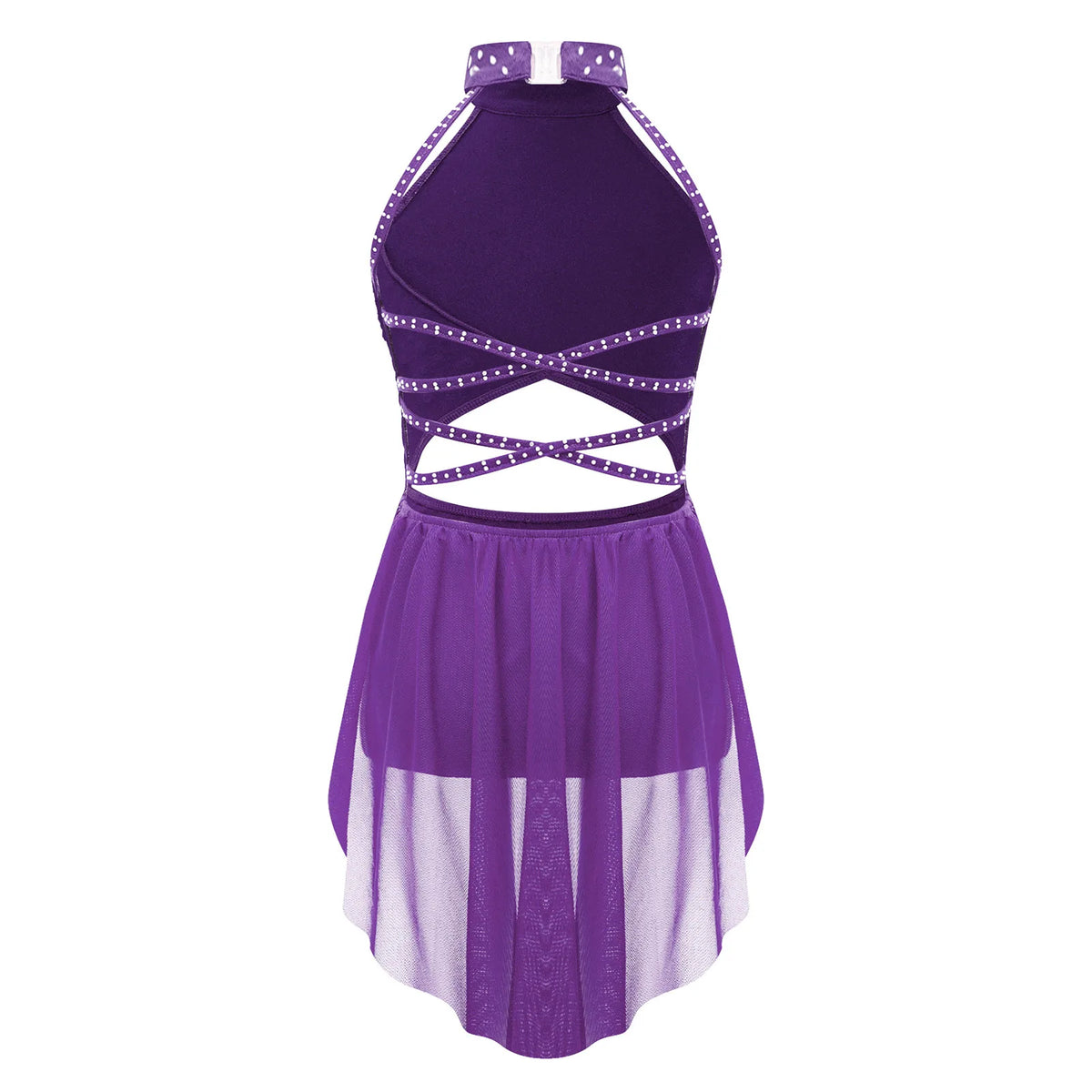 Girls Dance Performance Rhinestone Fringed Dress Figure Ice Skating Dancewear