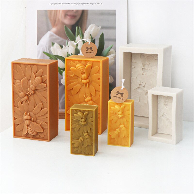 Bee Flower Silicone Mould DIY Soap Resin Baking Plaster Candle Making Moulds