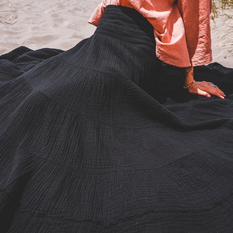 Flower's Cotton Maxi Skirt