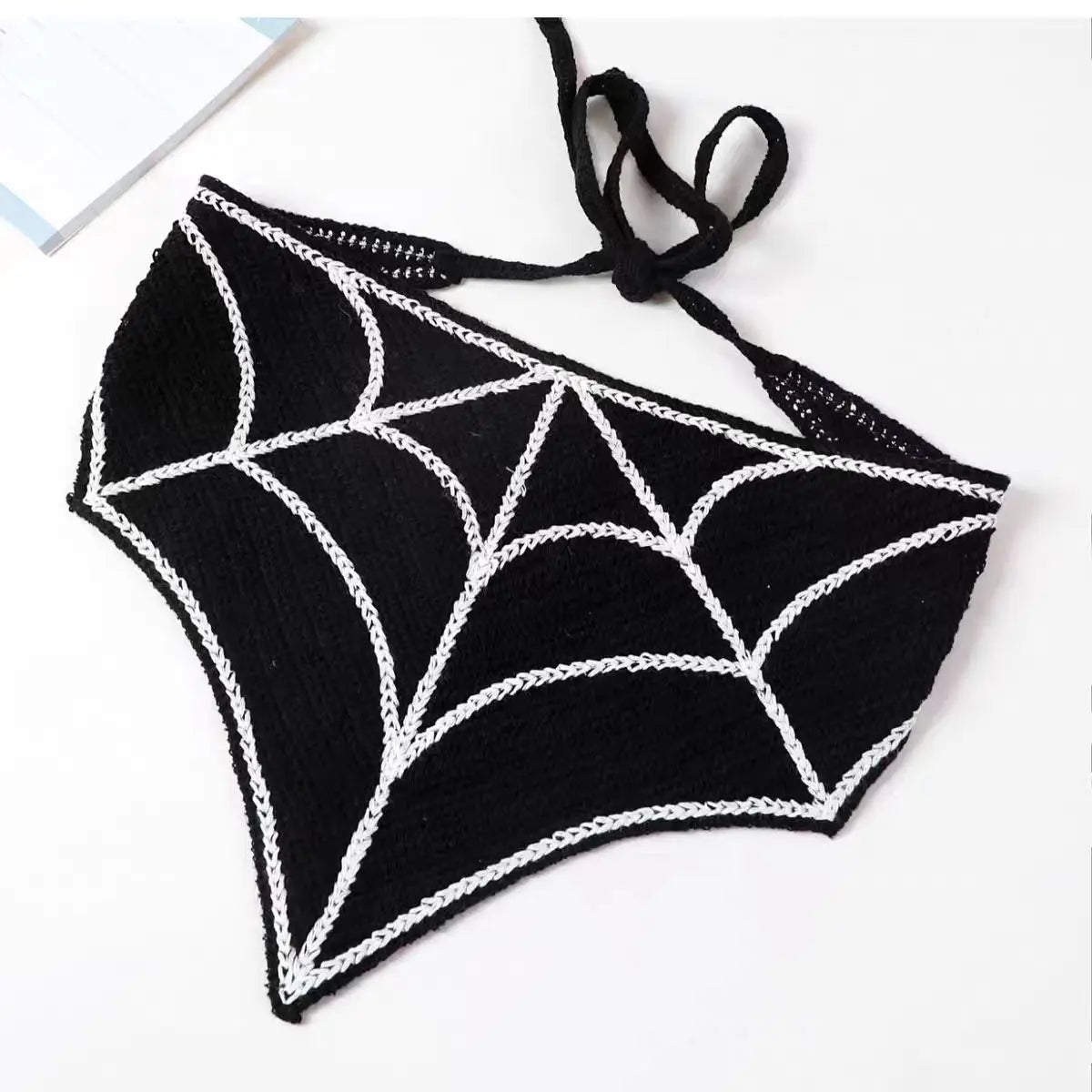 Skulls Bats Spiderwebs Halloween Crochet Headscarves Knitted Cotton Triangle Scarf