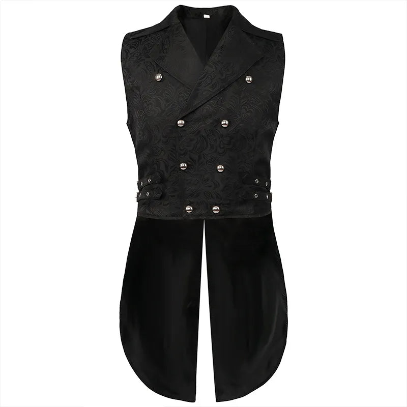 Steampunk Renaissance Jacquard Waistcoat Cosplay Swallowtail Jacket Vest