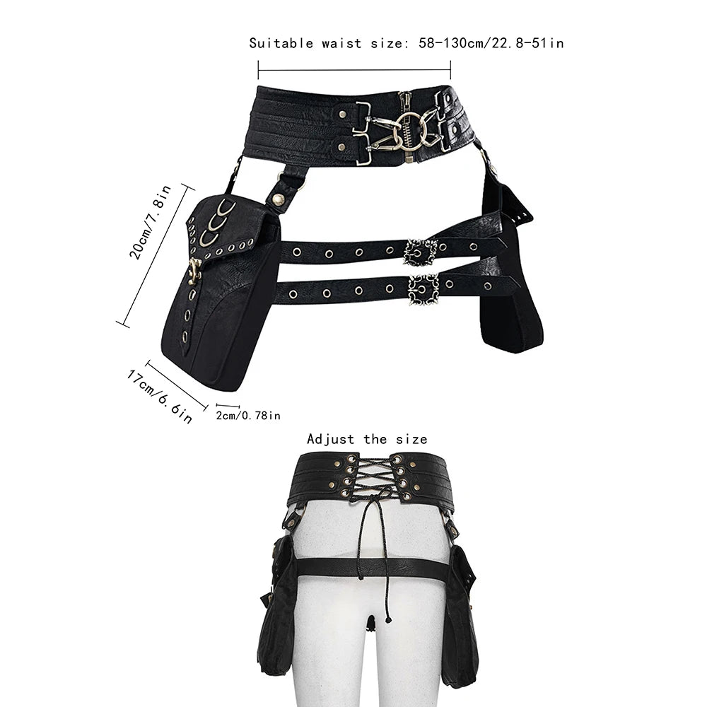 Steampunk Handmade Utility Hip Belt Bag Festival Pocket Tribal Medieval Costume