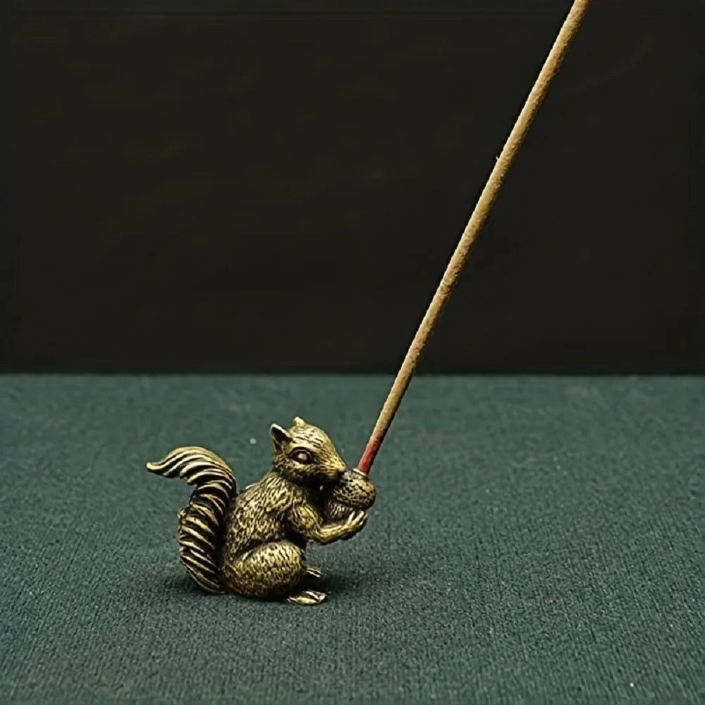 Squirrel Ornament Solid Copper Figurines Brass Tea Pet Incense Holder