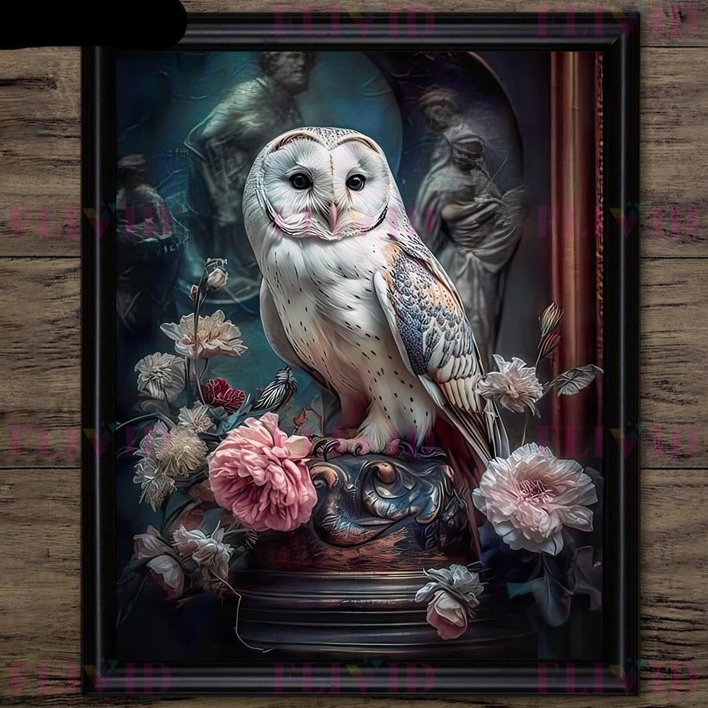 Black Raven And Magical Owl Gothic Wall Art Canvas Poster Prints Home Decor