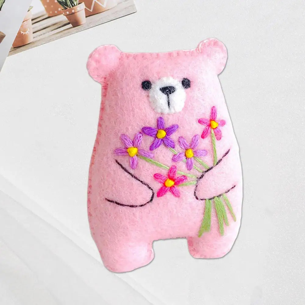 Bouquet Bear Doll Miniature Pocket Hug 5.5*4cm Felt Little Plushie Toy