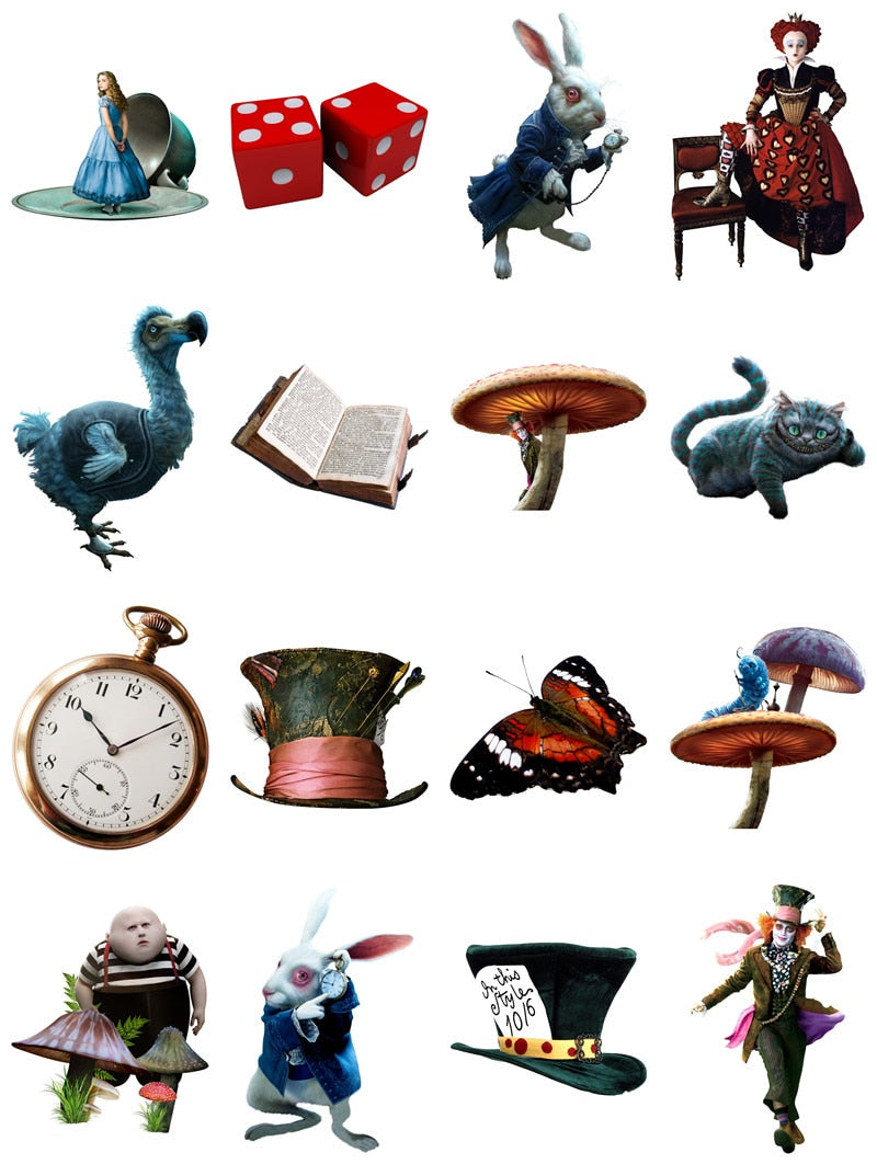 Vintage Alice In Wonderland Theme Scrapbooking Stickers