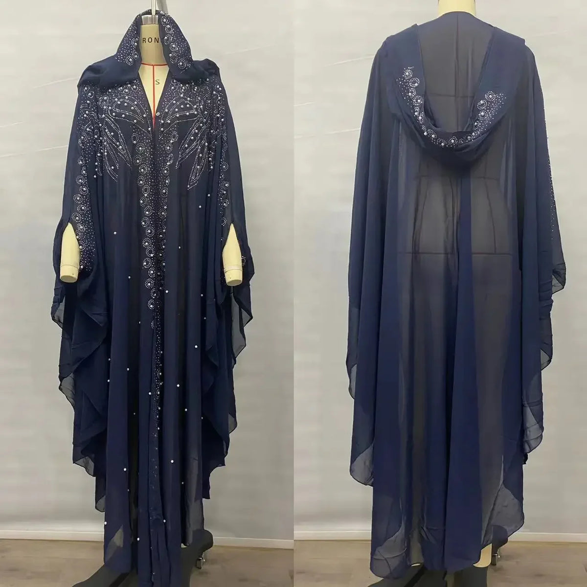 Sparkly Thin Hooded Cloak Cape Dress Stage Performer Cover Up