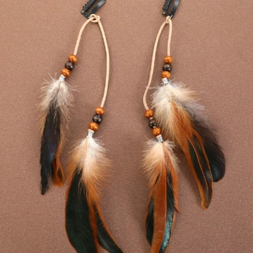 Boho Feather Hair Clips Headdress Festival Hair