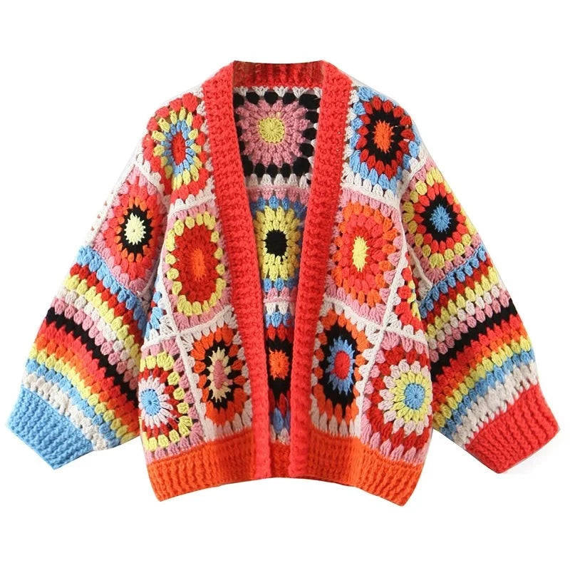 Gam Gam Granny Squares Knit Buttonless Cardigans
