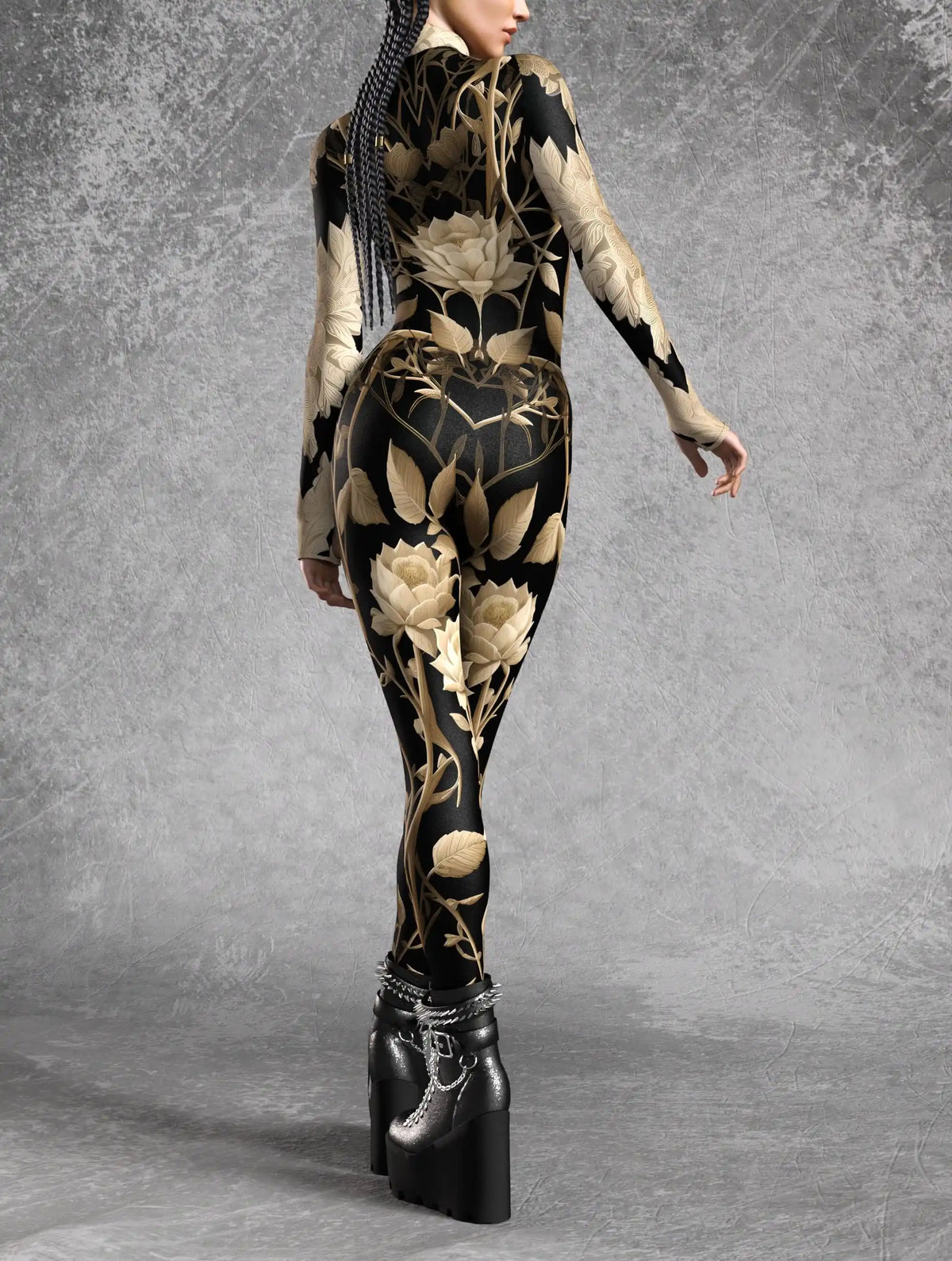 Nocturnal Enigma CyberPunk Armour Bodycon Jumpsuit Cosplay Costume Halloween Festival Fit Zentai Suit