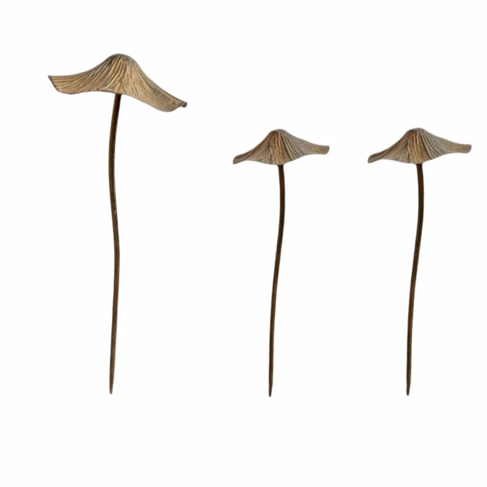 Garden Metal Rusty Mushroom Stakes