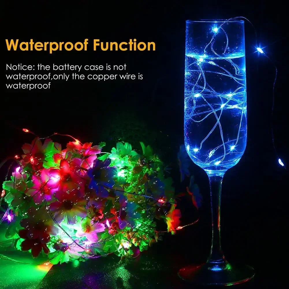 1m-30m Copper Wire LED String Light 8 Colours Fairy Lights Battery Powered