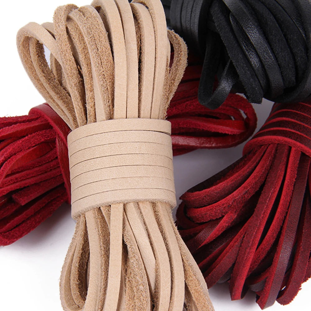 5 Meters Flat Genuine Leather Cord Strip Leather Coloured Ribbon Leather Jewellery Making