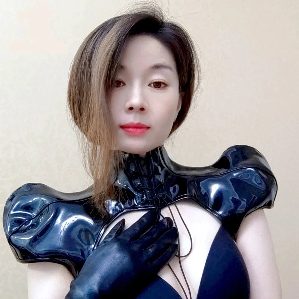Lady Kolohe Black Patent Leather Lace Up Bolero Made To Measure
