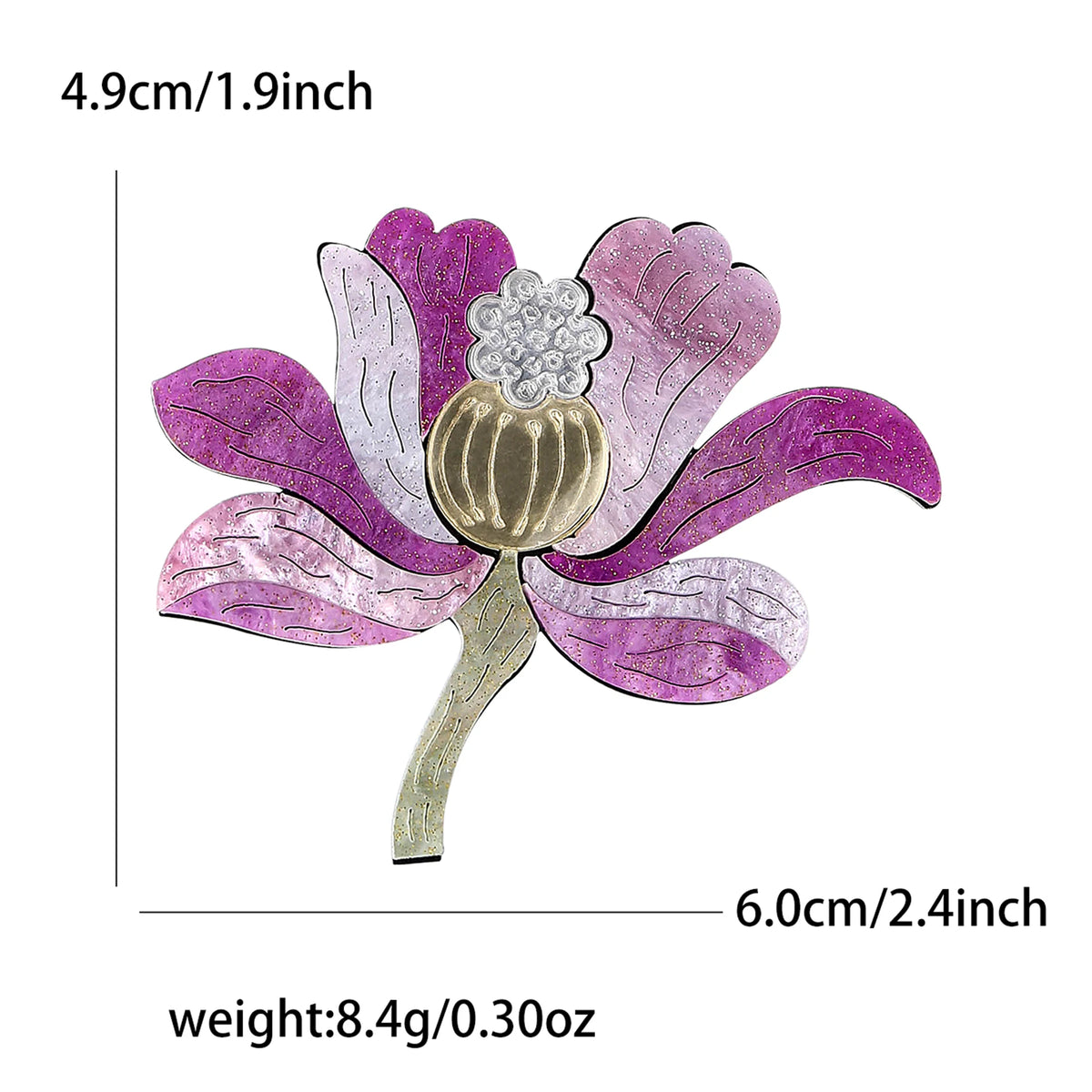 Purple Lotus Flower Acrylic Brooch