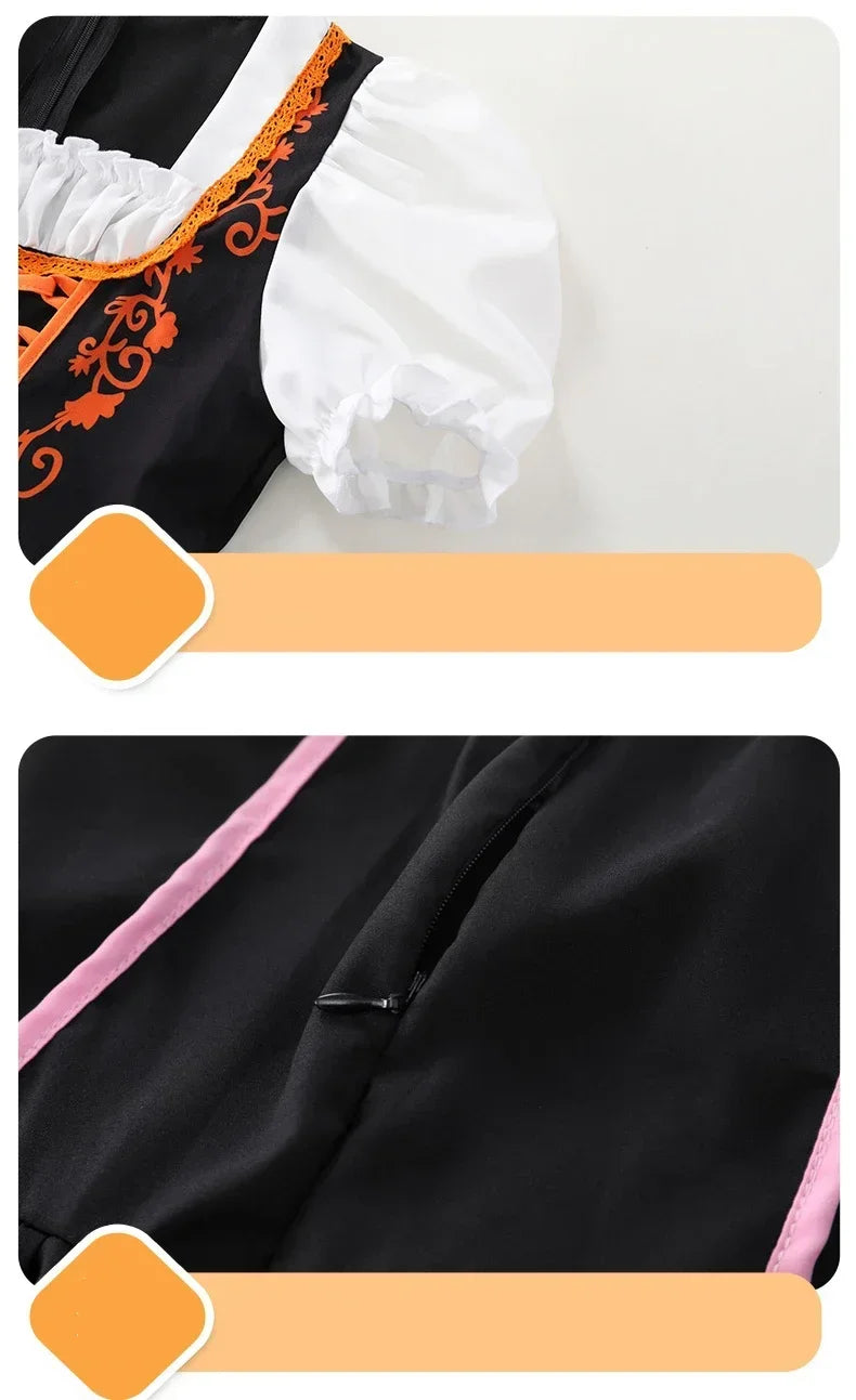 Girls German Dirndl Dress Oktoberfest Costume Witch Cosplay Costume