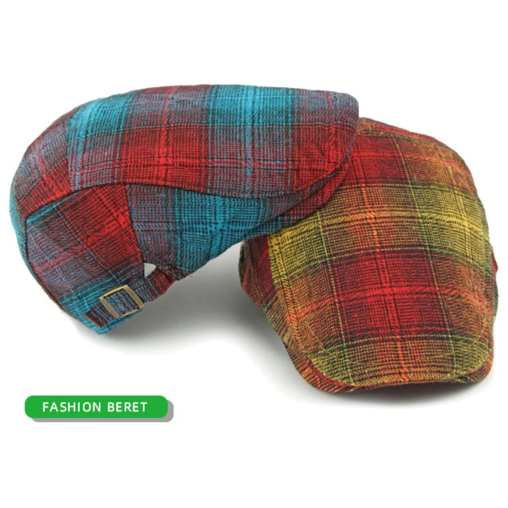 Bright Plaid Ivy Beret Caps