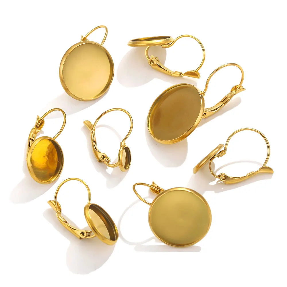 Blank Cabochons French Hook Earrings Bases 10pcs 6-20mm DIY Jewellery Making Supplies