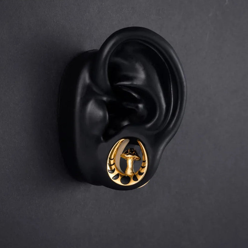 Stainless Steel Mushroom Saddle Ear Gauges Tunnels Expanders Plugs Earring Piercing Jewellery Double Flared 2PCS
