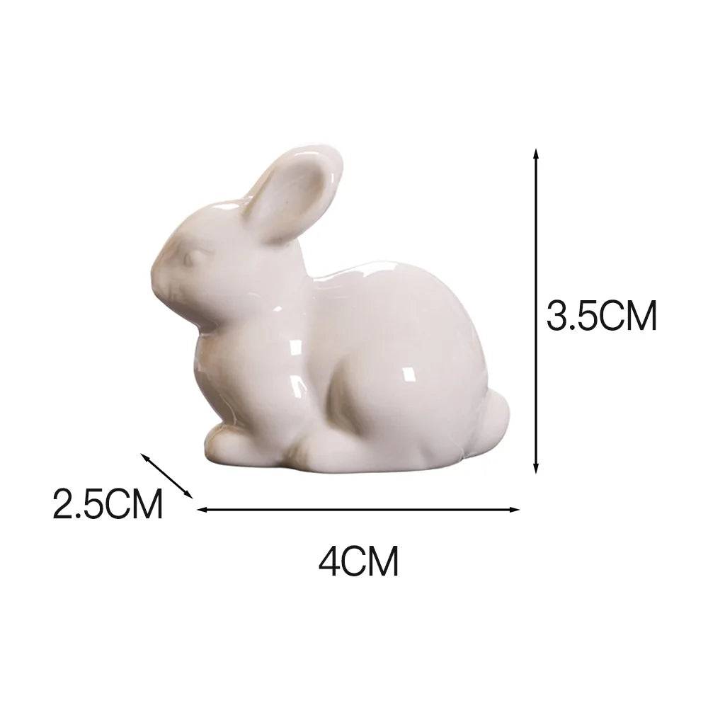Miniature White Rabbit Easter Bunny Figurine Home Decor