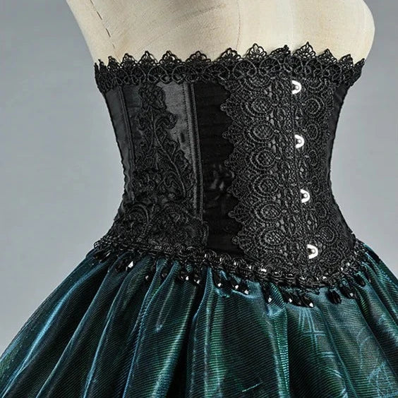 Palace Principessa Beaded Trim Steel Bone Black Lace Underbust Corset