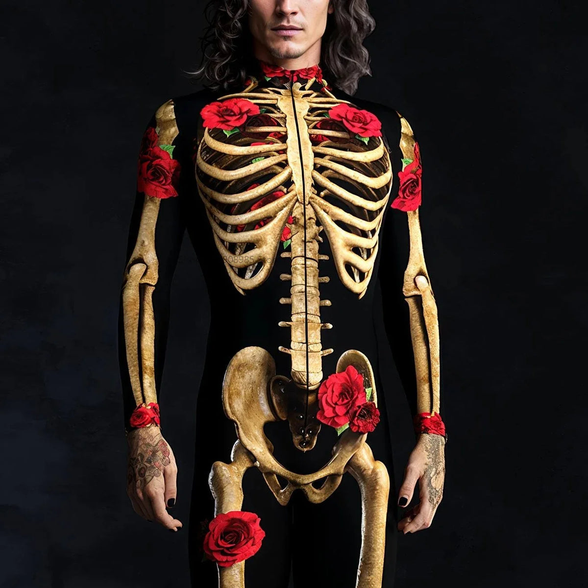 Skeleton Bodycon Jumpsuit Halloween Cosplay Costume Day Of The Dead Outfit