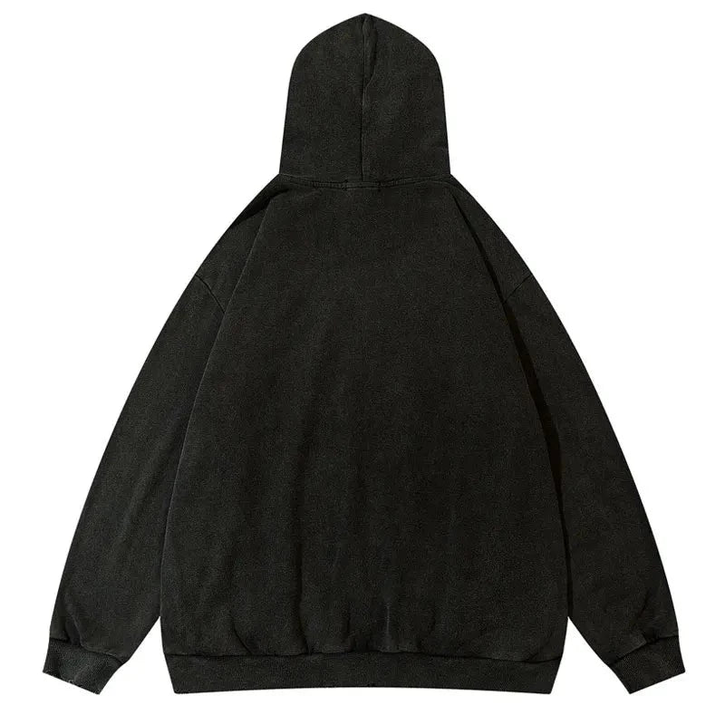 Fangs Ripped Patch Mens Hoodie Sweatshirt Y2K Grunge Hooded Streetwear