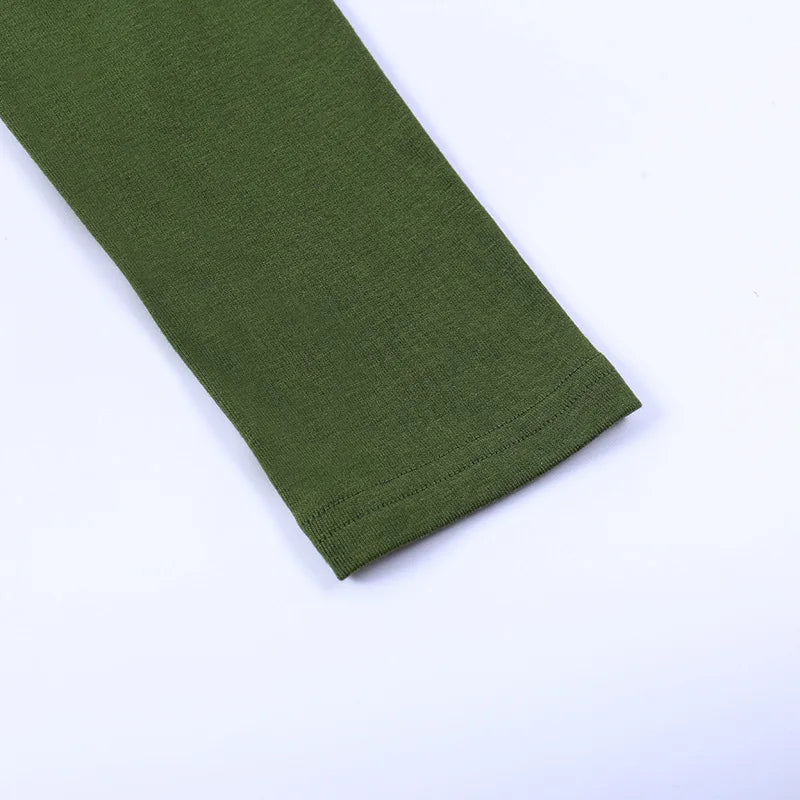 Scooped Long Sleeve Fitted Tees Basics T-Shirts