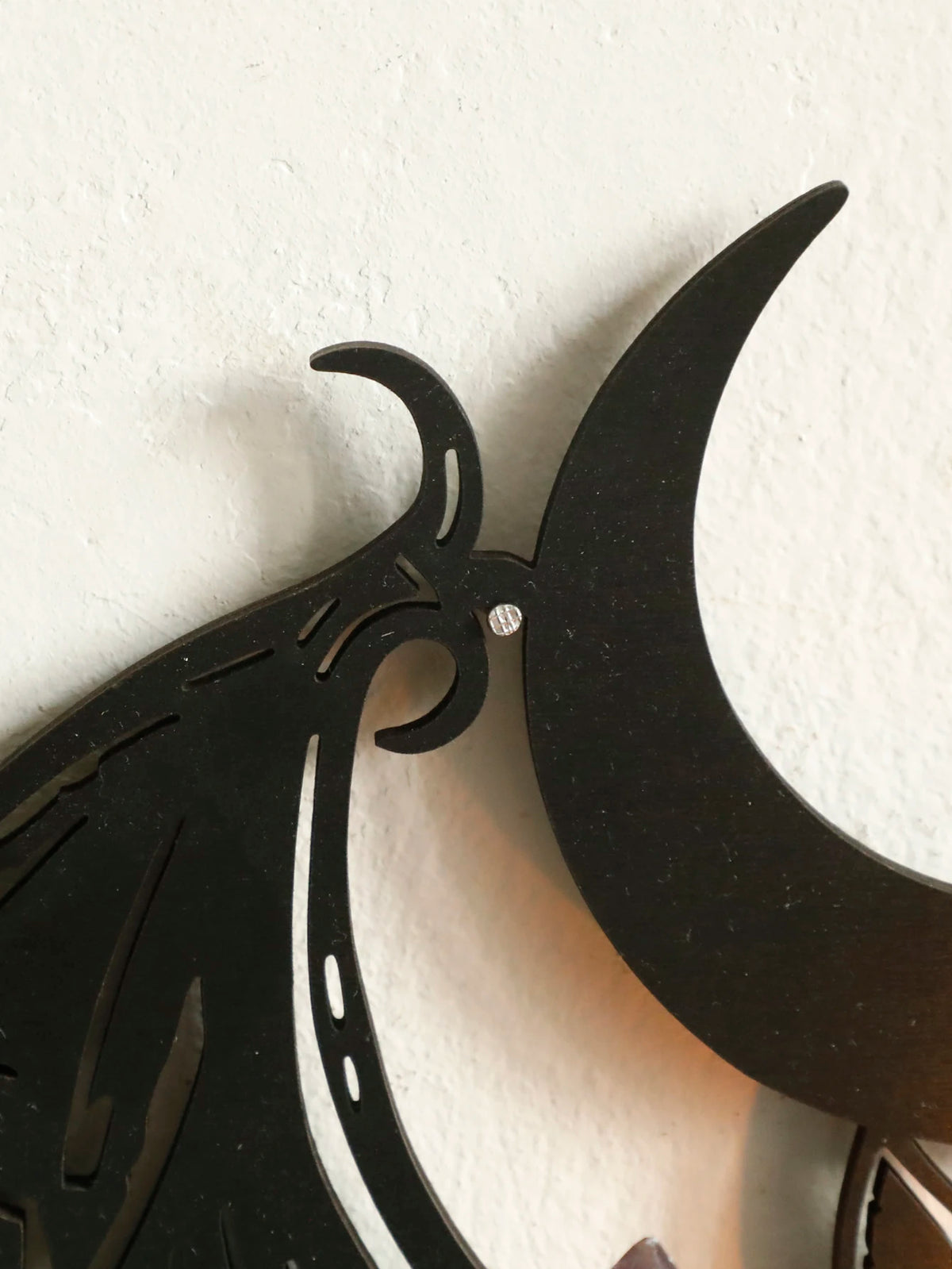 Black Gothic Bat Moon Wooden Floating Wall Shelf Shelf Crystal Display