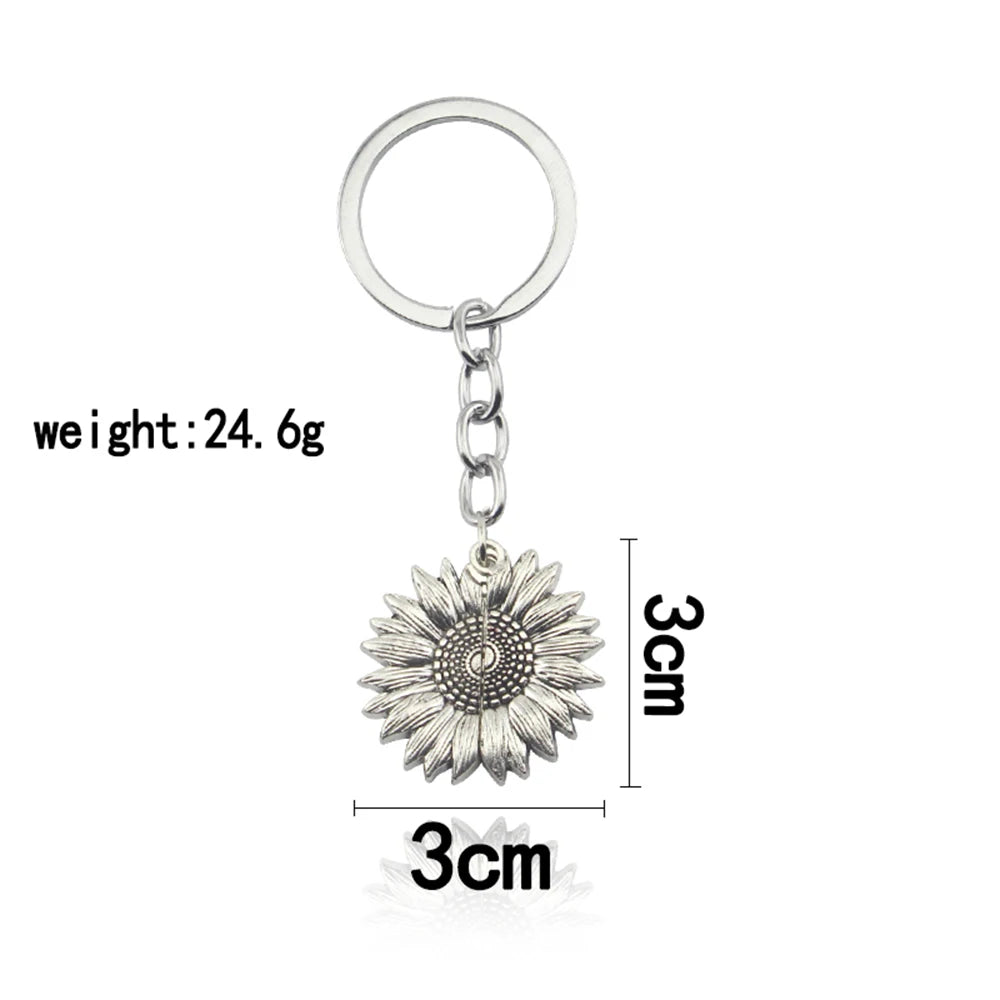 You Are My Sunshine Keyring Open Locket Sunflower Pendant