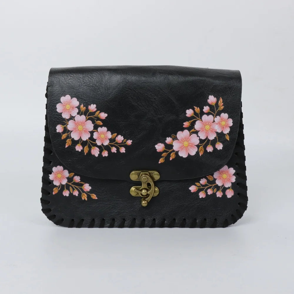 Spring Cherry Blossom Faux Leather Belt Bag Medieval Cosplay