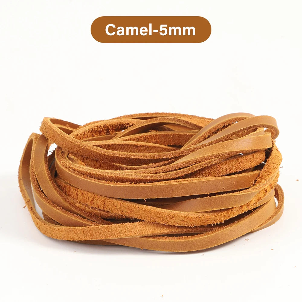 Flat Genuine Leather Cord Rope 3/5mm
