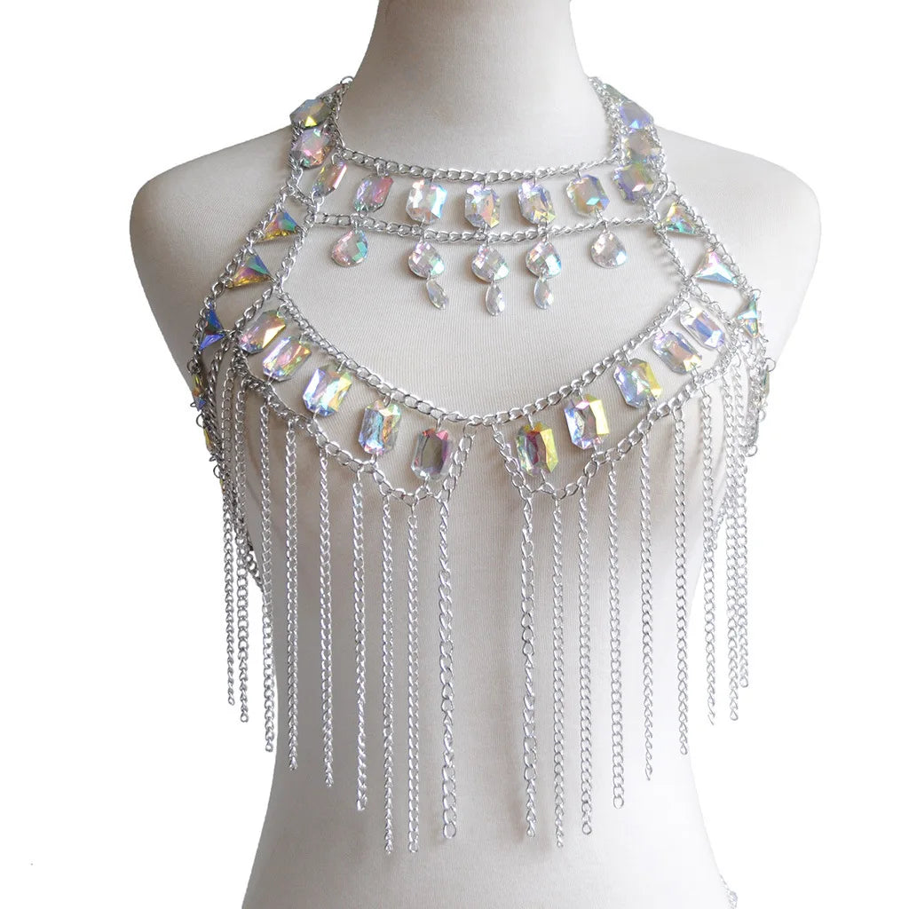 Gem Patchwork Festival Halter Tops Party Crop Top