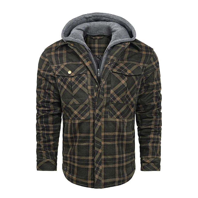 Woodsman Cotton Plaid Hooded Jacket Thick Warm Winter Plaid Shirts