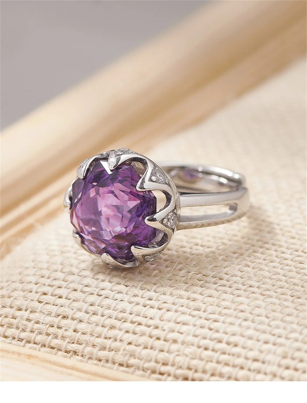 Nymphaea's Jewel S925 Sterling Silver Ring Natural Amethyst Morganite Zircon