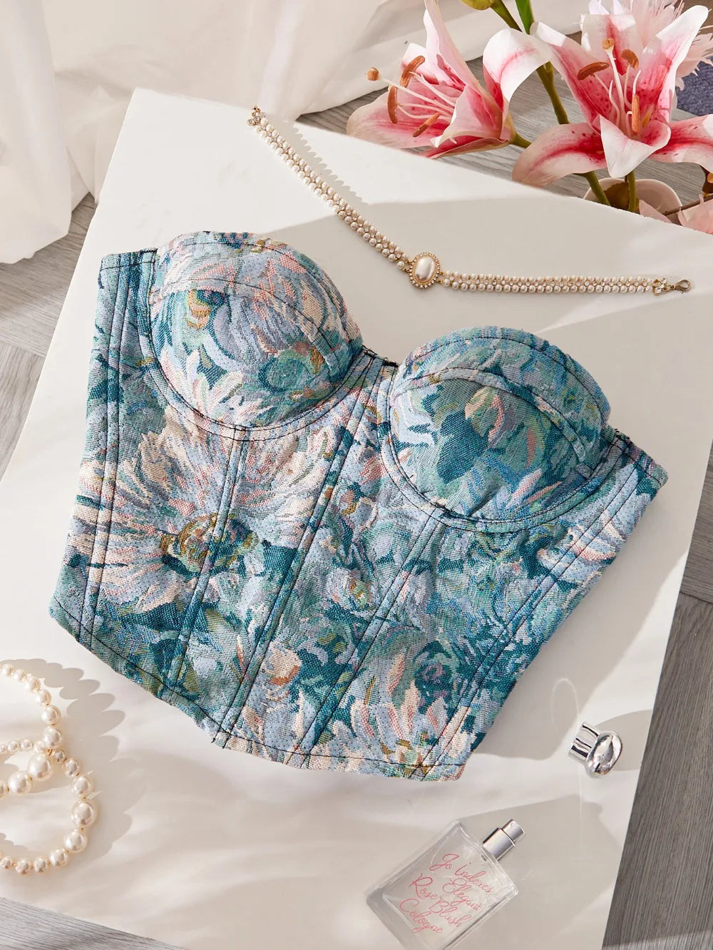 Meadow Weaver's Boned Floral Underwired Corset