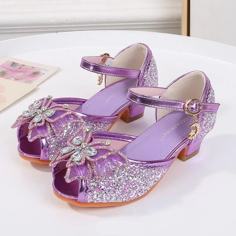 Party Shoes for Girls Glittery Butterfly Mary Jane Sandals Purple Gold Pink Blue