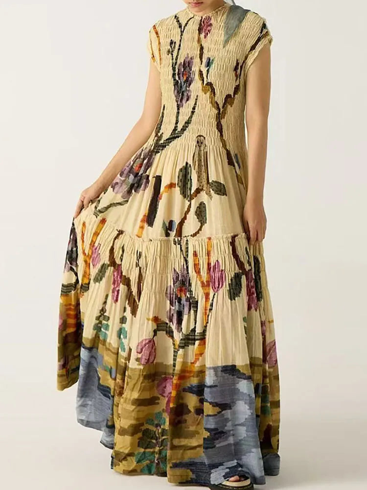 Nimue's Maxi Dress Comfortable Bohemian Art Print