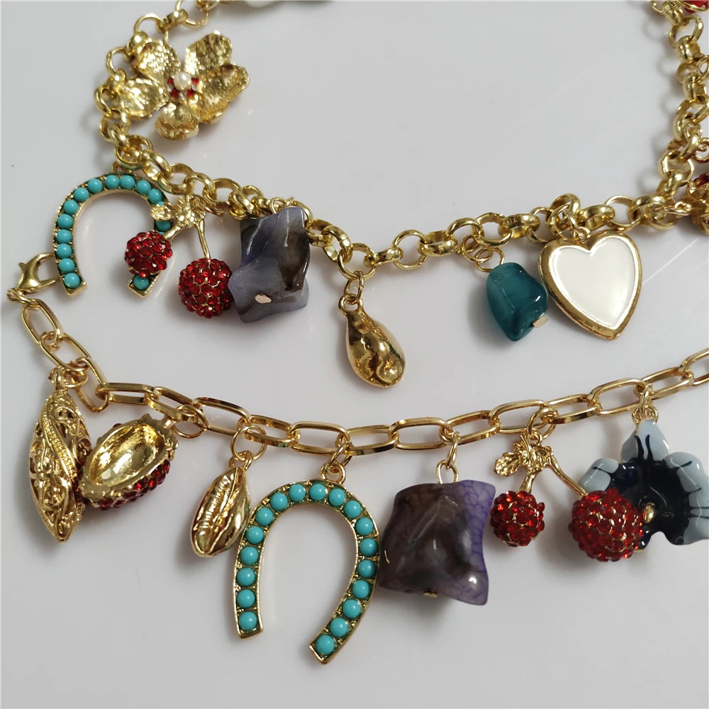 Charming Charm Bracelet and Matching Choker Necklace