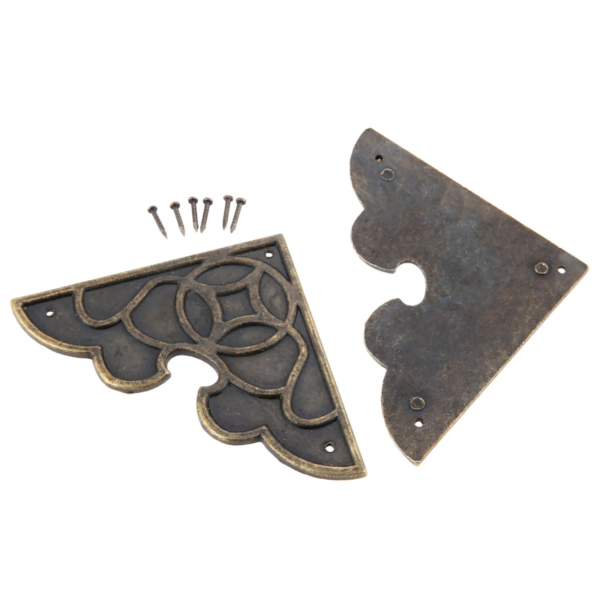 Two Decorative Metal Box Corners 54mm Furniture Jewellery