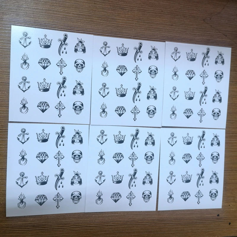 Finger Small Temporary Tattoos Cross Diamond Spider Crown Art