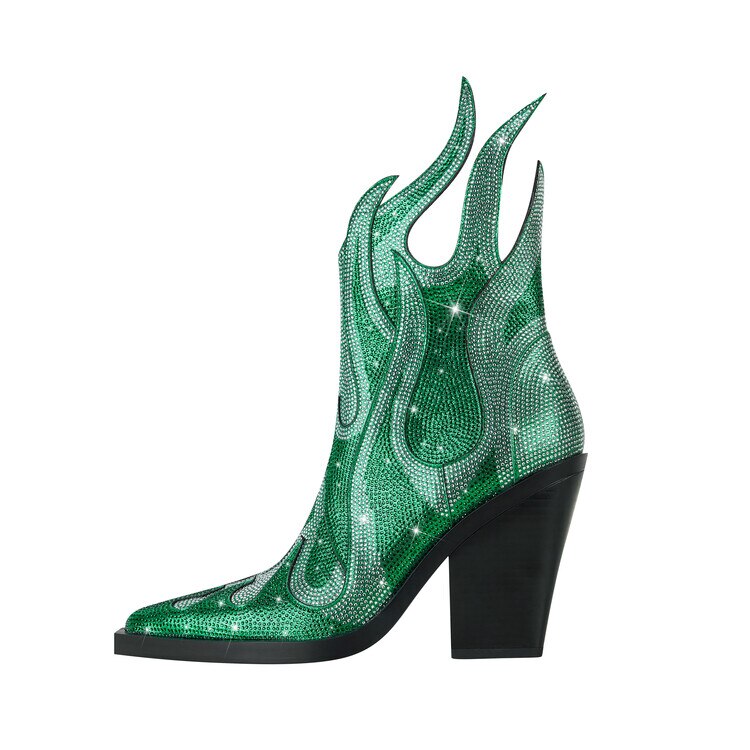 Flamin' Awesome Rhinestone Ankle Boots