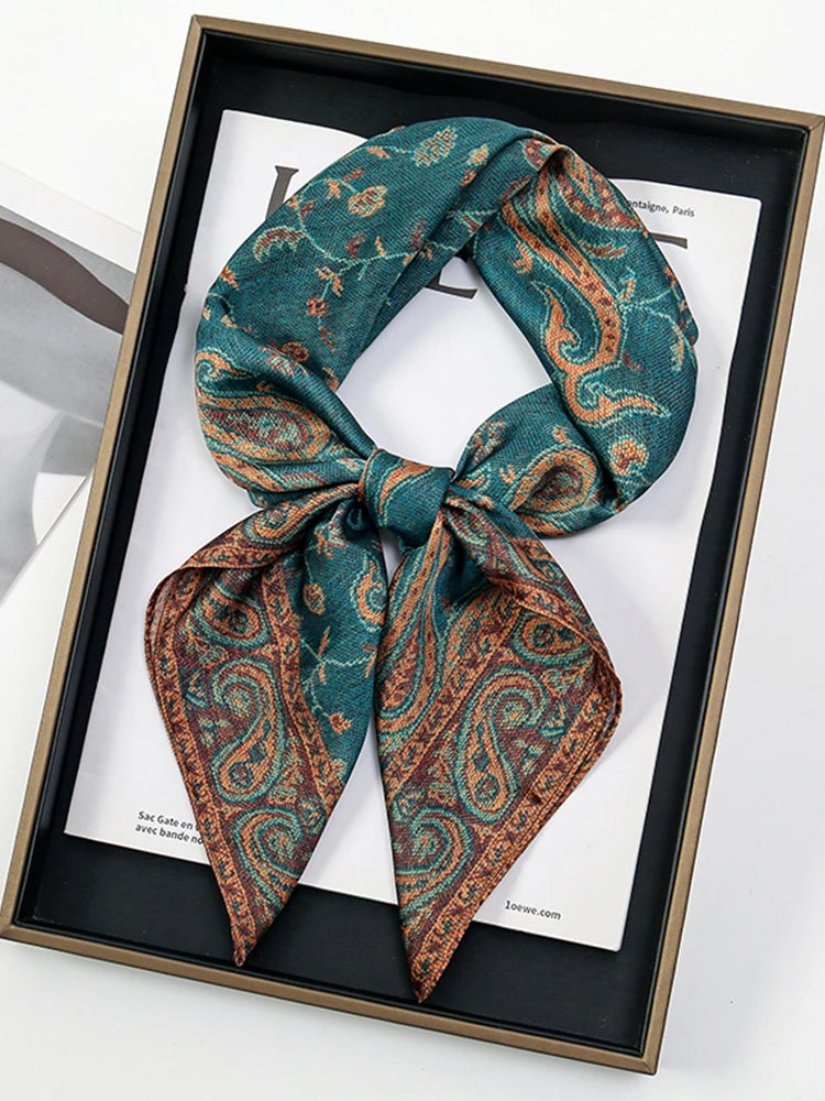 Paisley Print Scarf Square Bandana Neckerchief Hair Ribbon Headband Hair Accessories